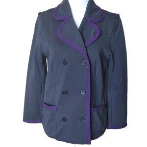 Lacoste Blazer Jacket Fitted Blue Lined Purple  Preppy Career Size 40  SIze 8